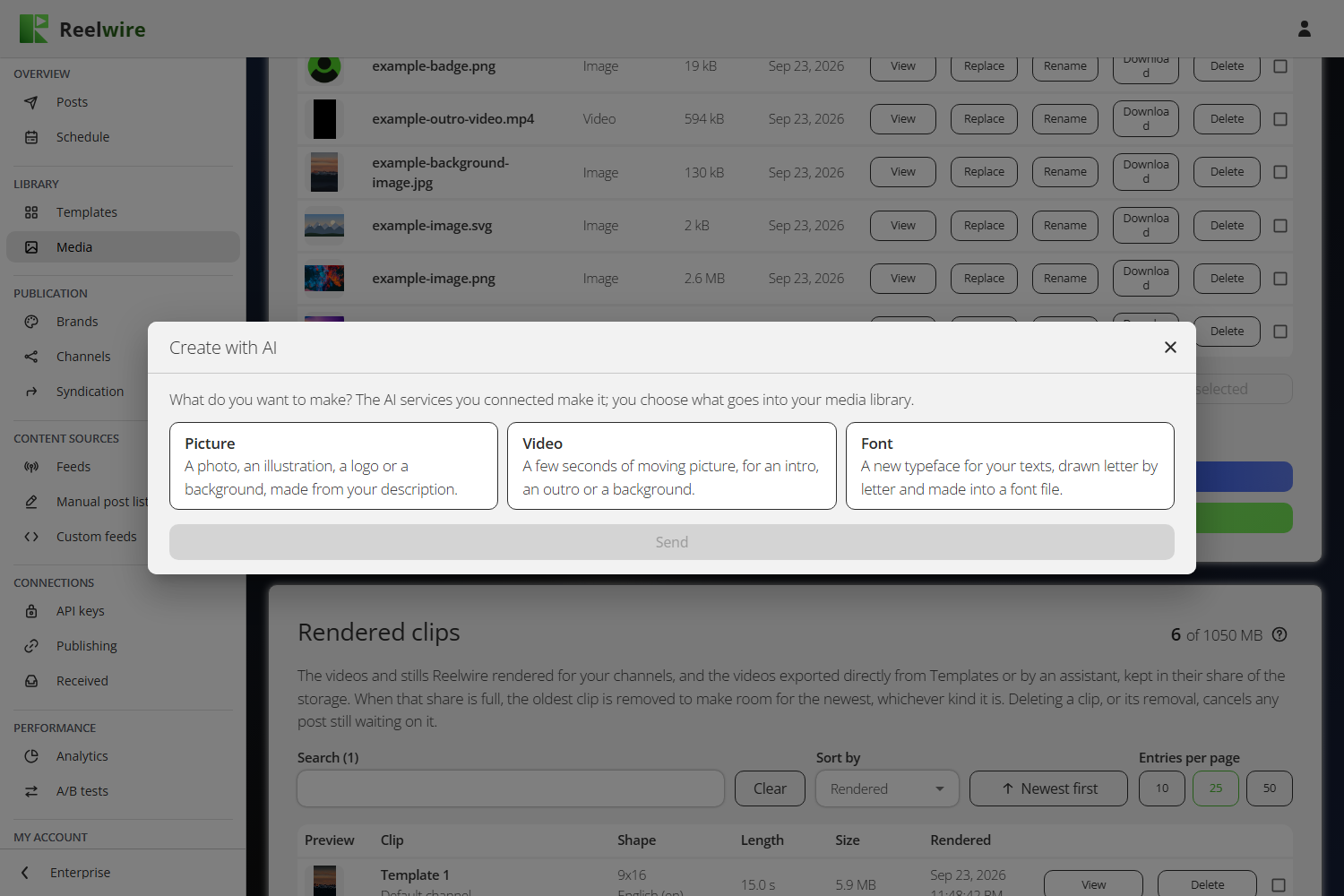 Create with AI: choose what to make