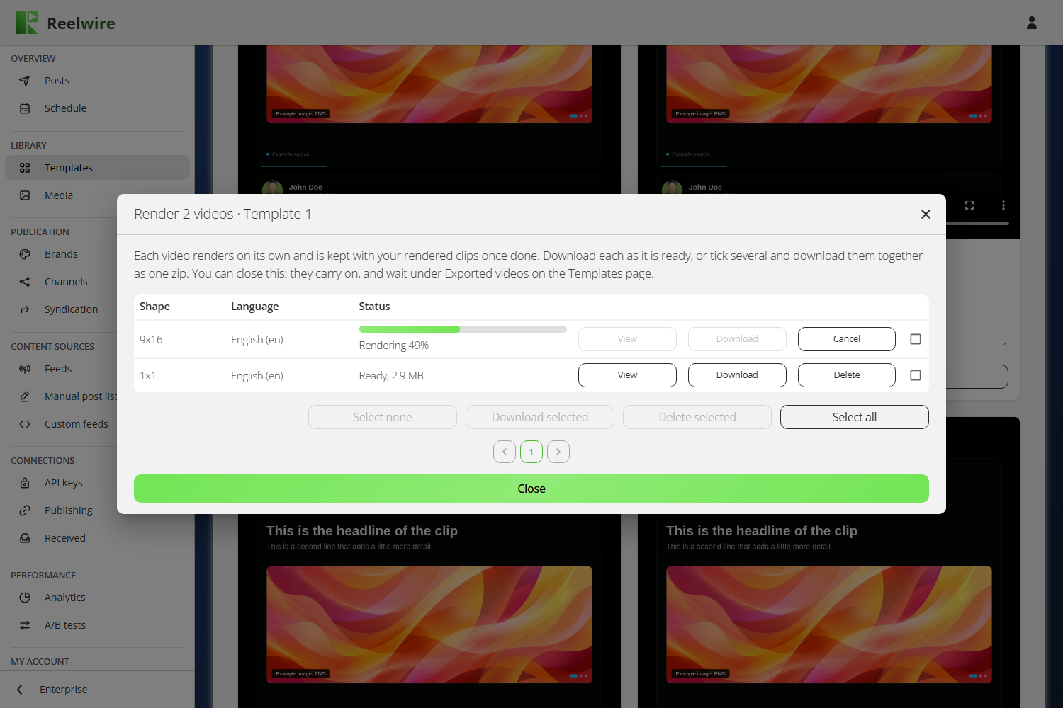 Several videos rendering from one Direct export
