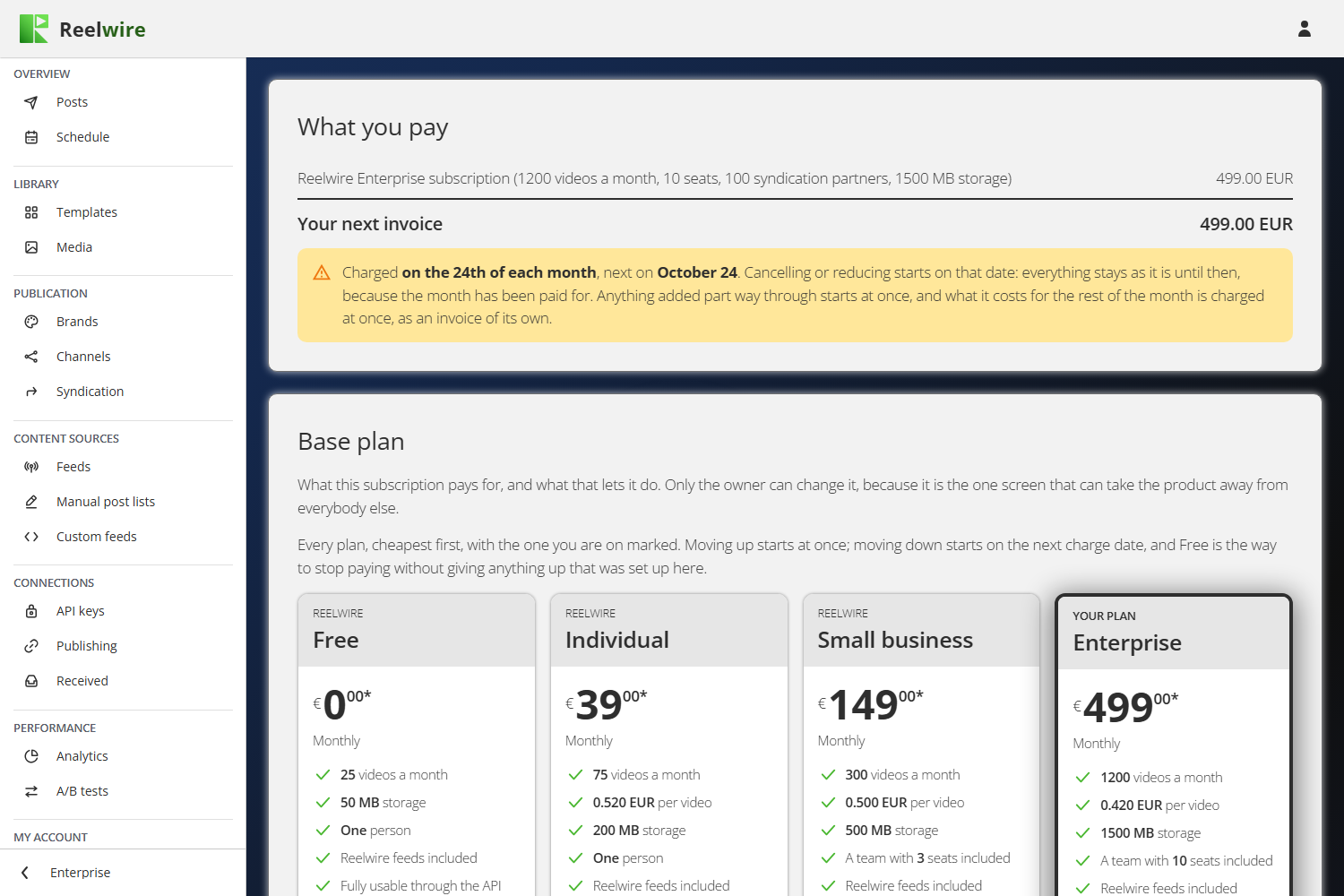 The Plan screen