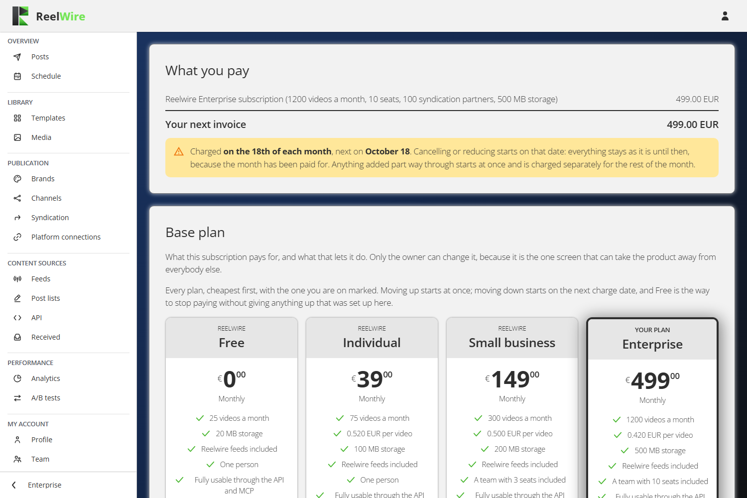 The Plan screen