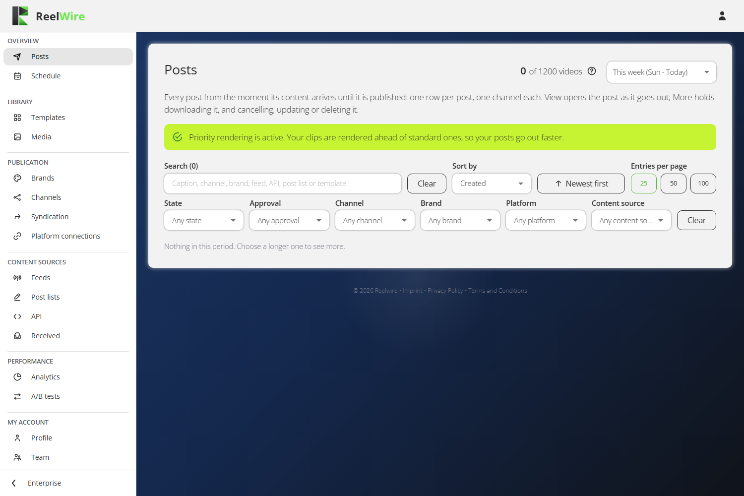 The Posts screen