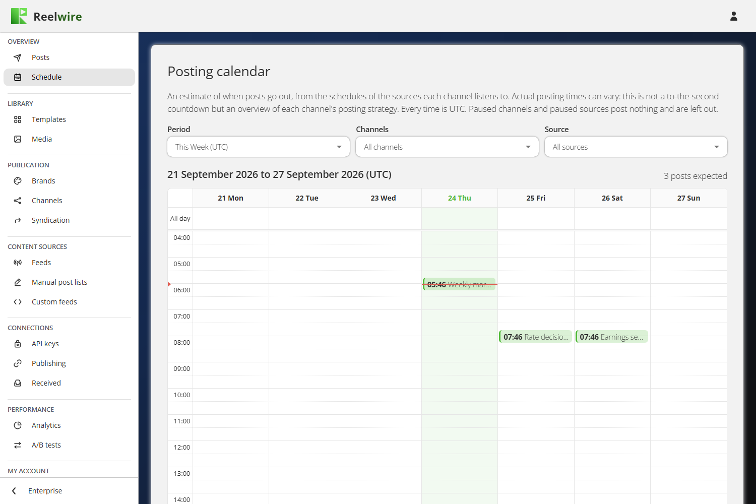 The posting calendar